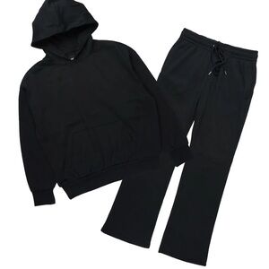 Men’s Black Hoodie Jogger Set Matching Sweatsuit Streetwear XL